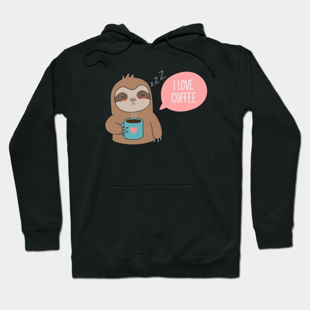 Cute Cartoon Coffee Sloth T-Shirt Hoodie by happinessinatee